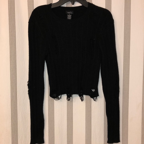 Distressed Crop Sweater - Picture 1 of 7